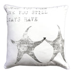 message pillow square natural linen white cotton love starfish