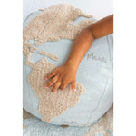 round floor pouf cotton beige light blue earth