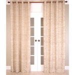 India's Heritage Curtain Panel - Luxury Drapery In Ivory Raw Silk + Brown Threads & Striations Grommets