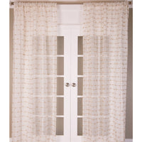 India's Heritage drapery curtain window treatment linen white natural jute knots horizontal rows rod pocket back tabs unlined