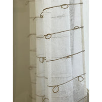 India's Heritage drapery curtain window treatment linen white natural jute knots horizontal rows rod pocket back tabs unlined