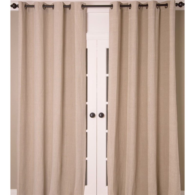 India's Heritage curtain panel drapery window treatment textured linen stripes vertical natural ecru neutral grommets lined size options