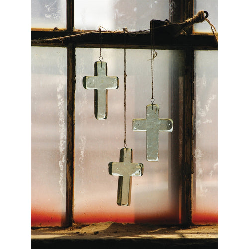 Glass Cross Christmas Ornaments Set (4) - Unique Holiday Dï¿½cor