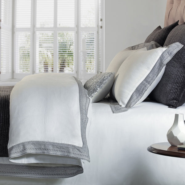 Luxurious grey and white bed set