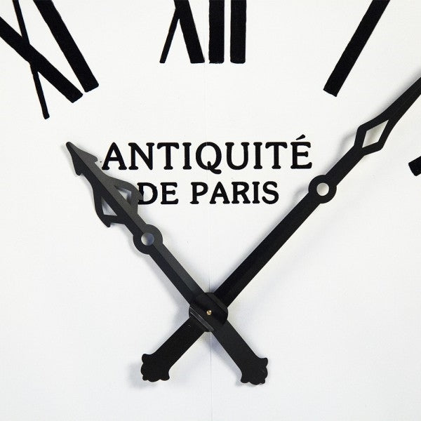 wall clock iron black white roman numerals French extra large