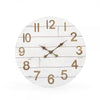 wall clock round wood whitewashed natural numbers clock hands