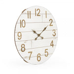 wall clock round wood whitewashed natural numbers clock hands