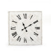 wall clock square wood strips roman numerals black whitewashed