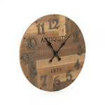 clock wall gray numbers black hands wood strips 1879