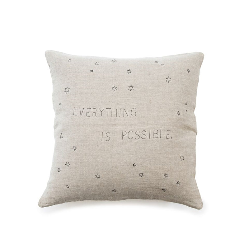 everything is possible natural linen pillow stars