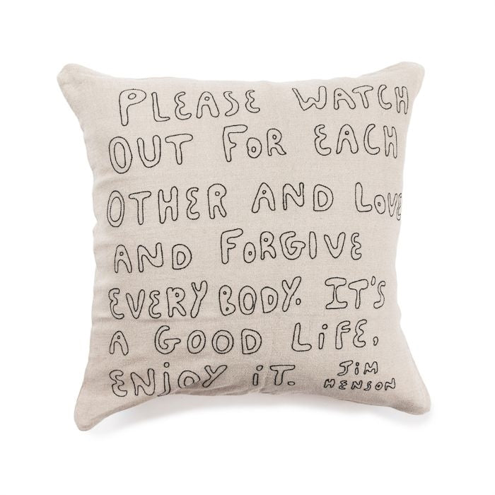 pillow jim henson cream black embroidered