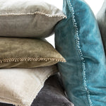 velvet pillow pom pom gray