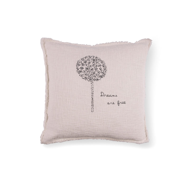 dreams are free square cream throw pillow