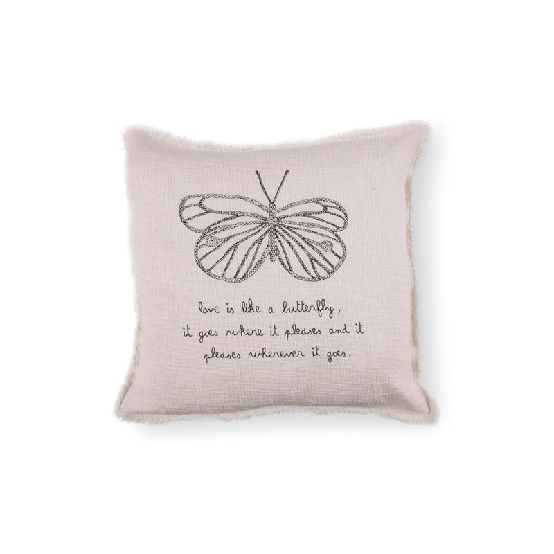 cream square pillow butterfly cotton woven
