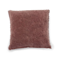 mauve velvet pillow pom poms square