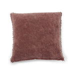 mauve velvet pillow pom poms square