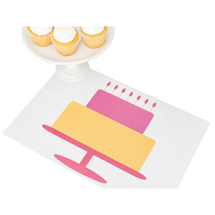 Happy Birthday Placemat Pad pink peony