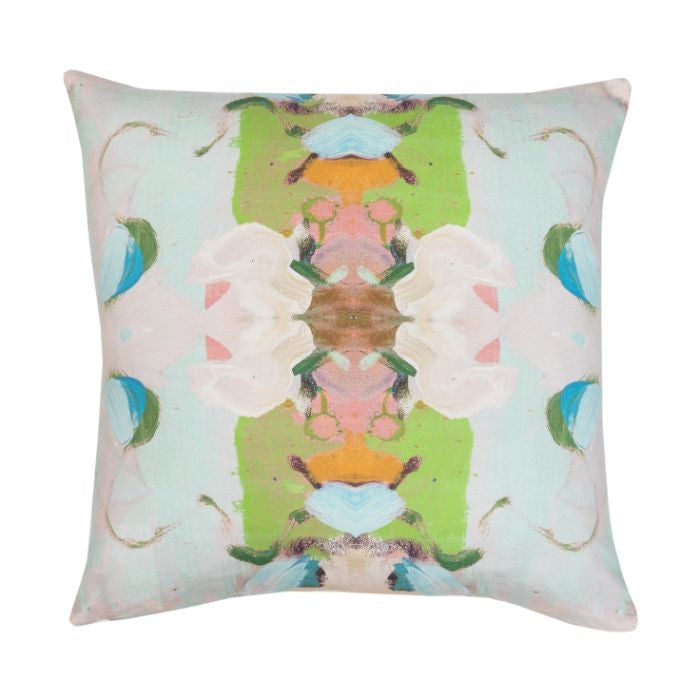 watercolor throw pillow green white floral