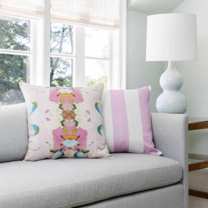 watercolor throw pillow pink white floral