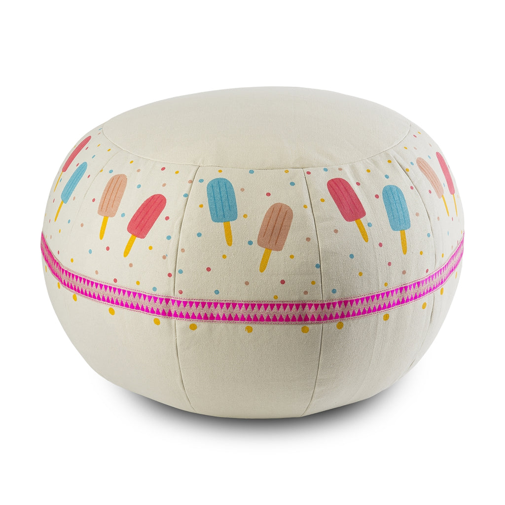 Child's Pouf - Popsicle - Recycled Canvas - Handpainted