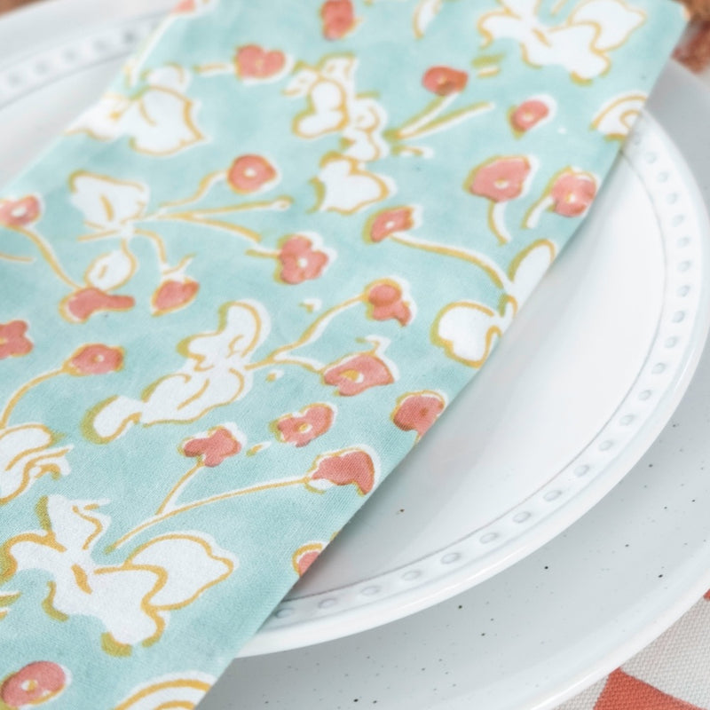 cotton napkins watercolor teal coral