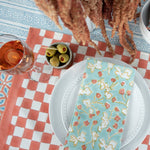 cotton napkins watercolor teal coral