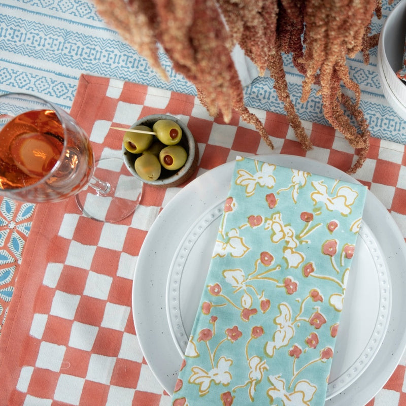 cotton napkins watercolor teal coral