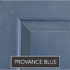 Close-up of the Regent Queen Caned Headboard by Phillips Scott in matte "Provence Blue" finish on Asian oak wood.