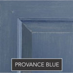 Close-up of the Regent Queen Caned Headboard by Phillips Scott in matte "Provence Blue" finish on Asian oak wood.