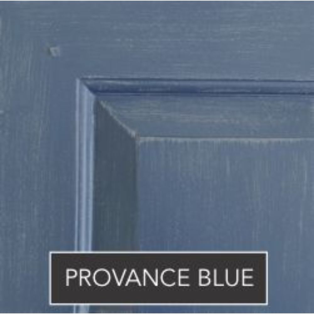 Close-up of a Rue King Caned Headboard with a wood grain texture, available in Provance Blue finish, crafted by Phillips Scott.