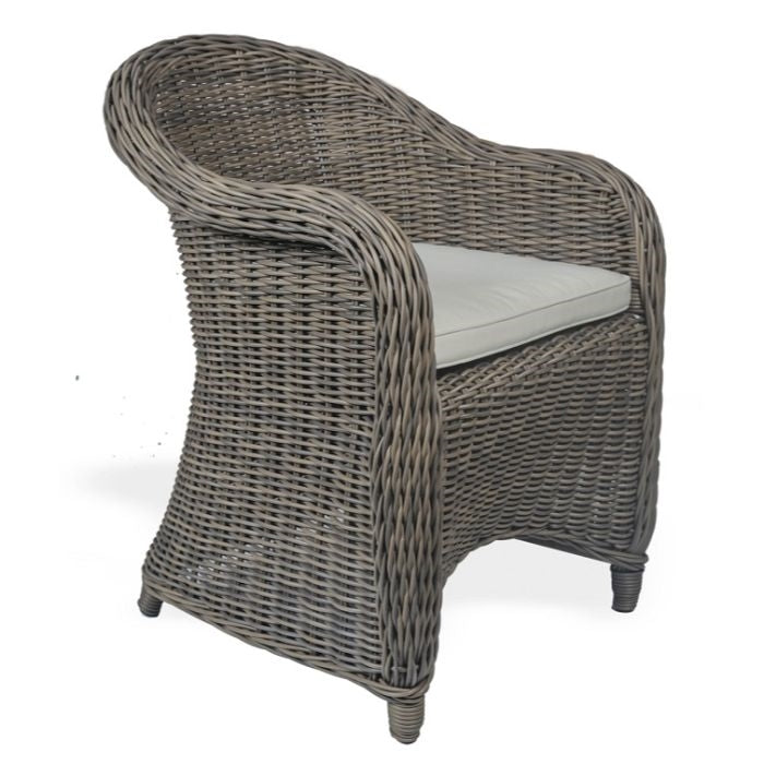 all weather wicker chair round back gray finish