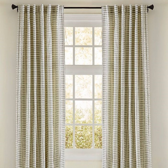 cotton linen striped designer drapes taupe