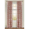 palm printed curtain panel coral cotton