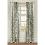 palm printed curtain panel green blue cotton