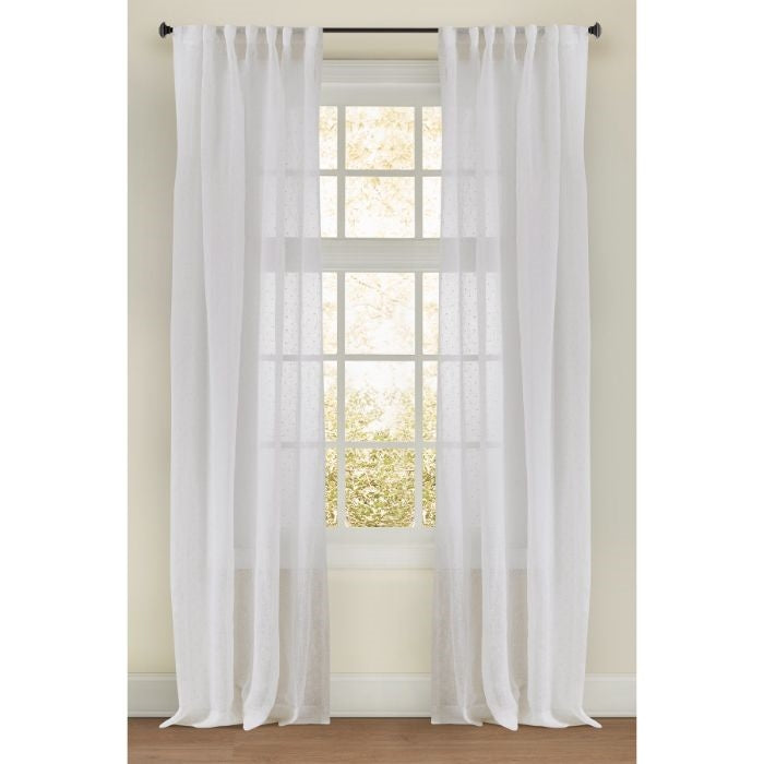 dot sheer linen drapery panel white
