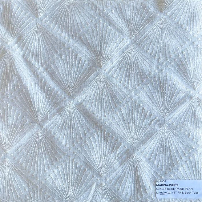 poly cotton lined curtain panel embroidered white
