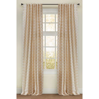 metallic printed cotton linen drapes block design ivory