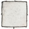 white gray hair on hide square floor pouf