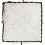 white gray hair on hide square floor pouf
