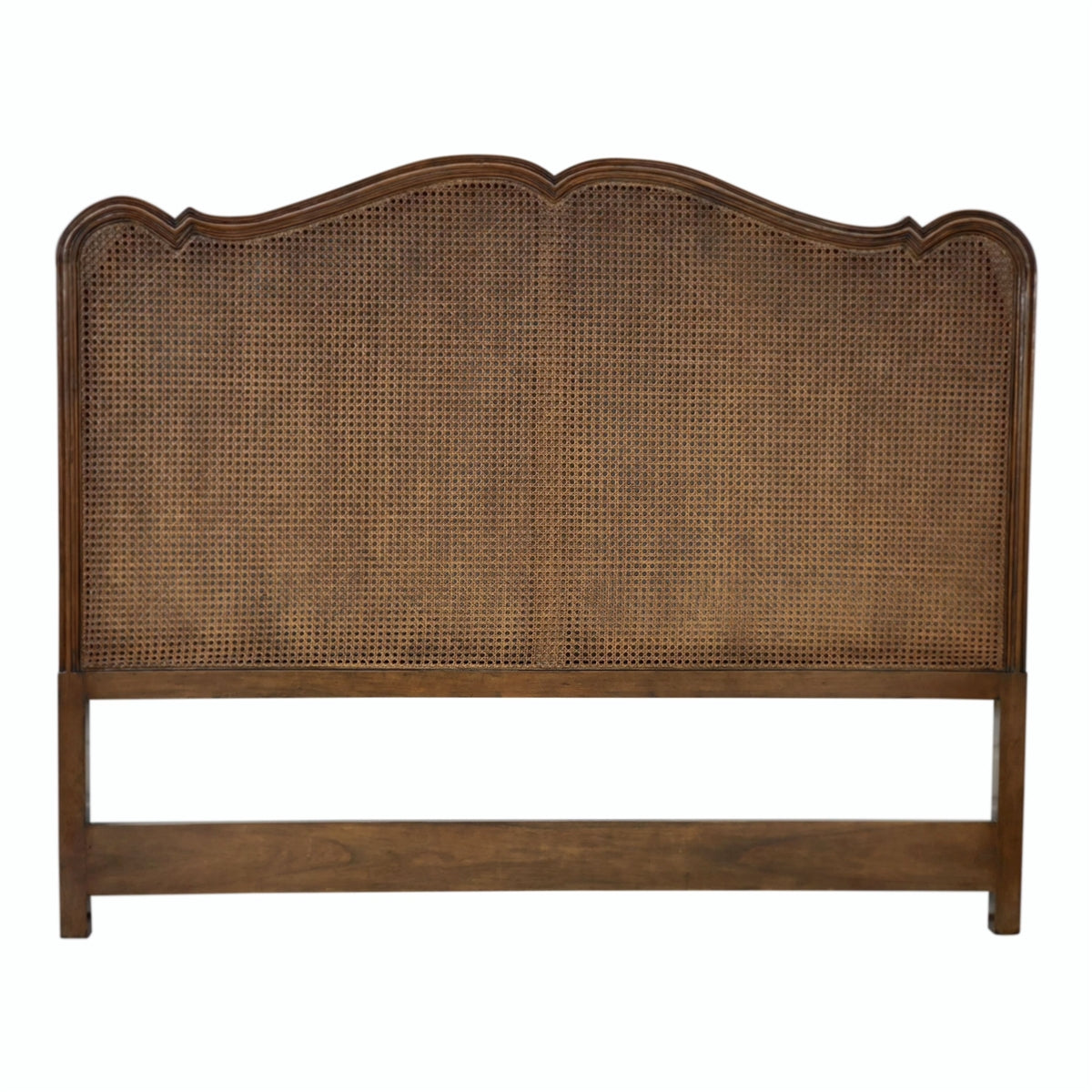 queen headboard brown carved detail