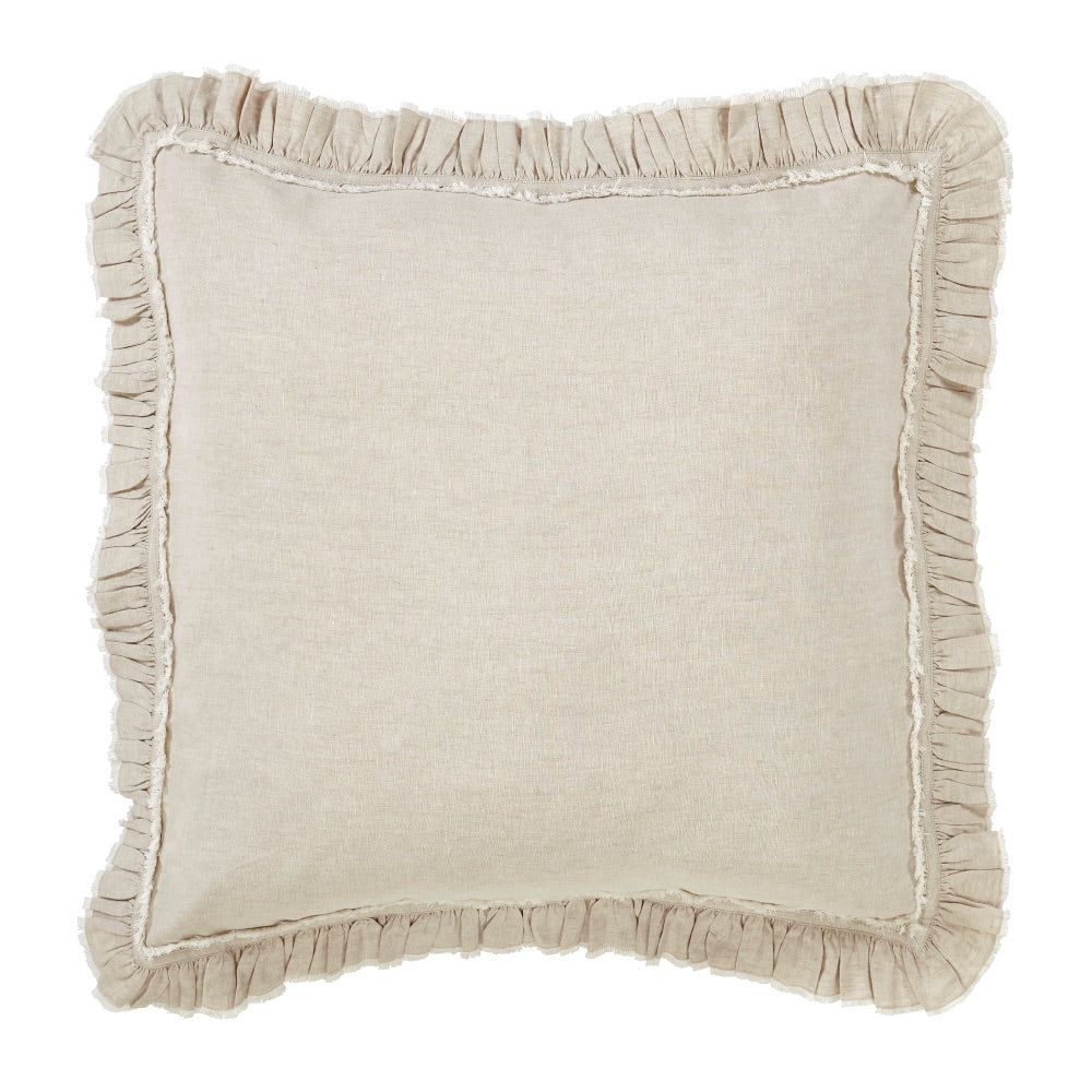 beige ruffle duvet shams linen