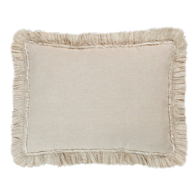 beige ruffle duvet shams linen