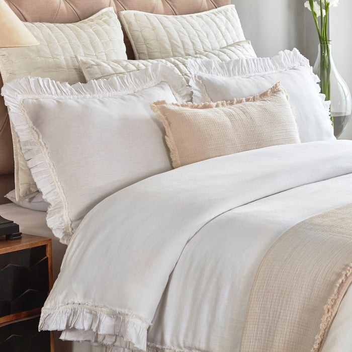 belgian linen bedding ruffle edge white
