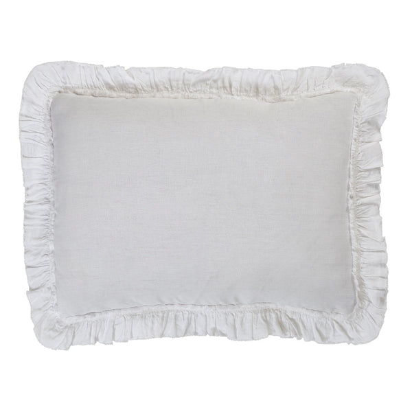 belgian linen bedding ruffle edge white