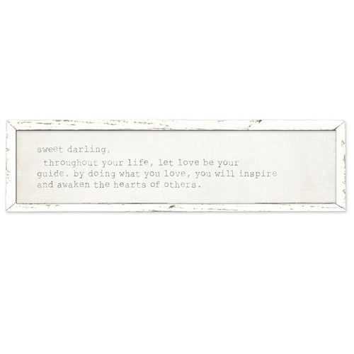 long framed wood white gray distressed darling love inspirational