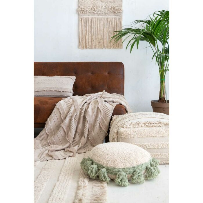 round pillow tassels green decor