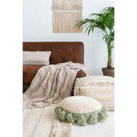 round pillow tassels green decor