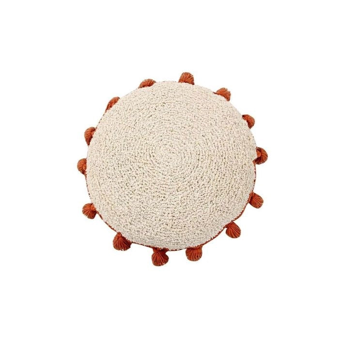 round pillow tassels terracotta decor