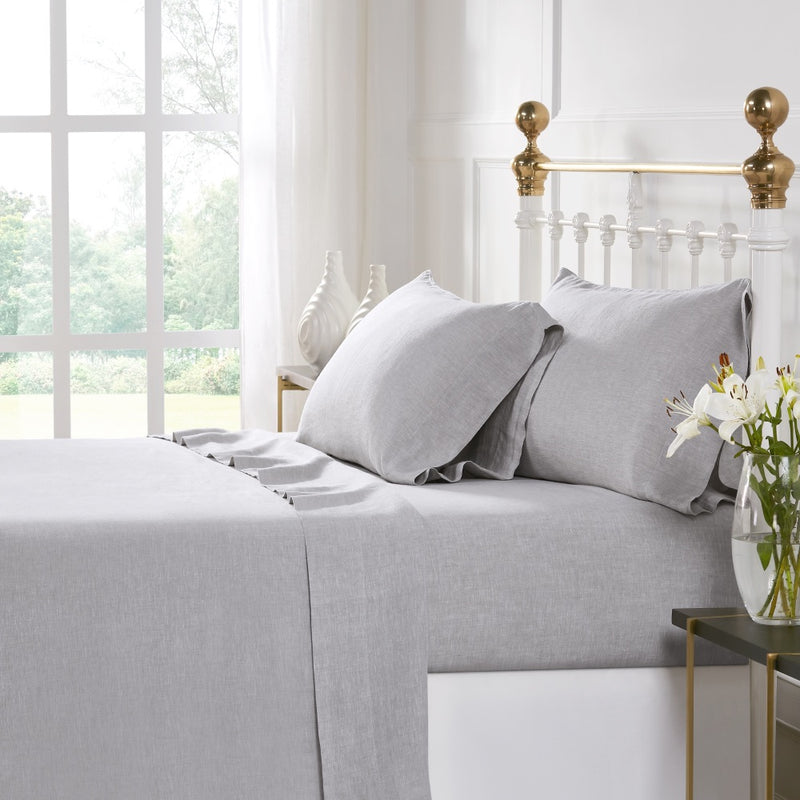 grey linen sheet set queen king Cal shams