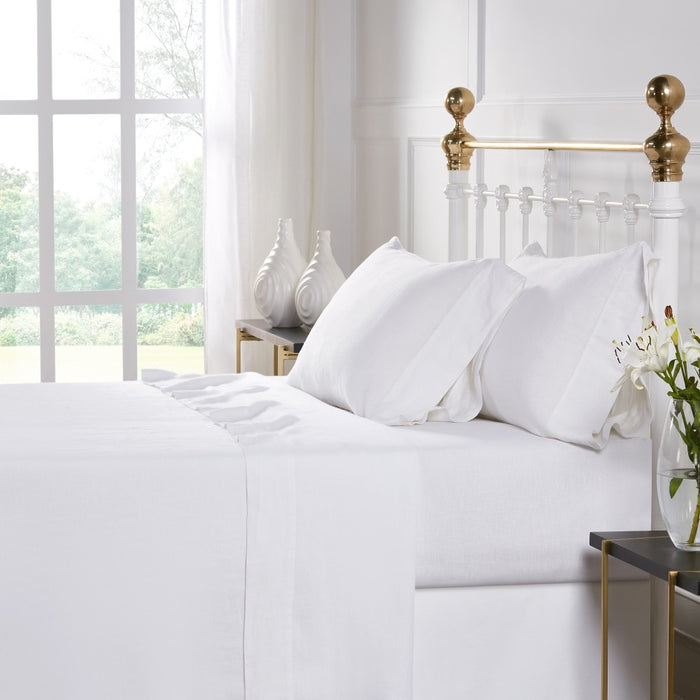white linen sheet set queen king Cal shams